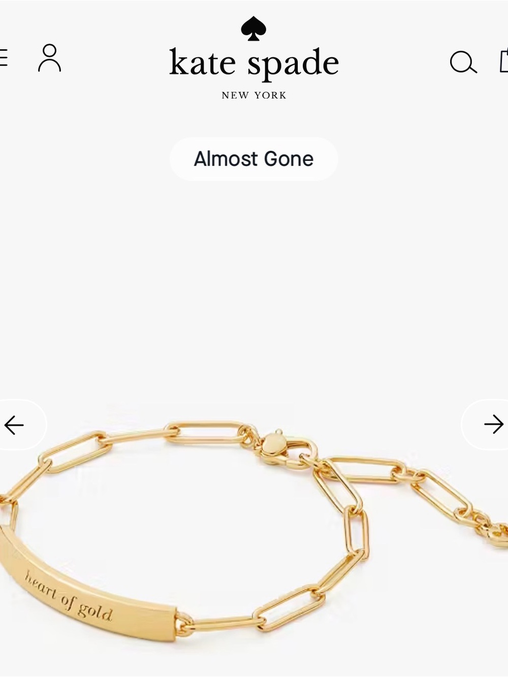 Kate Spade Heart of Gold Paperclip ID Bracelet - Picture 2 of 4
